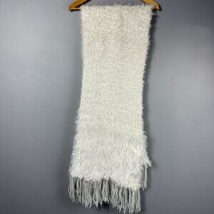 Ladies Cozy White Knit Scarf/ Wrap